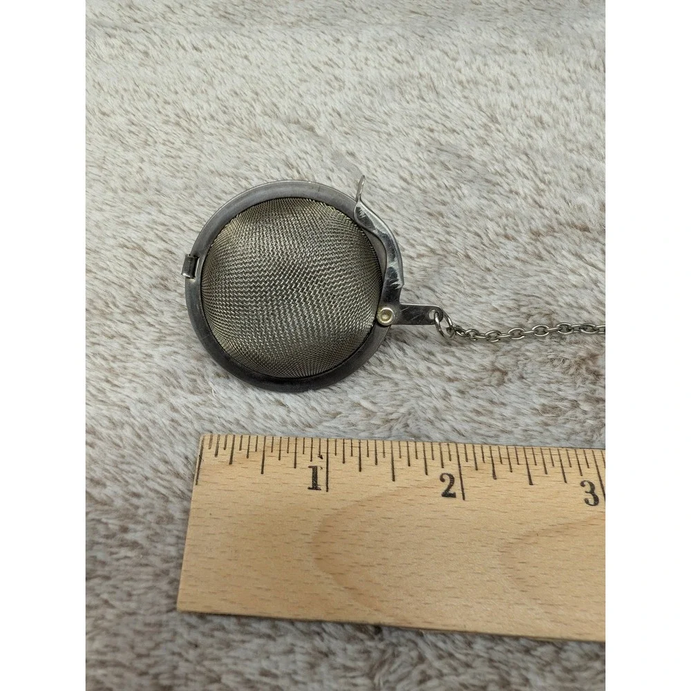 Vintage Stainless Steel Locking Mesh Tea Infuser Ball with Chain and Hook